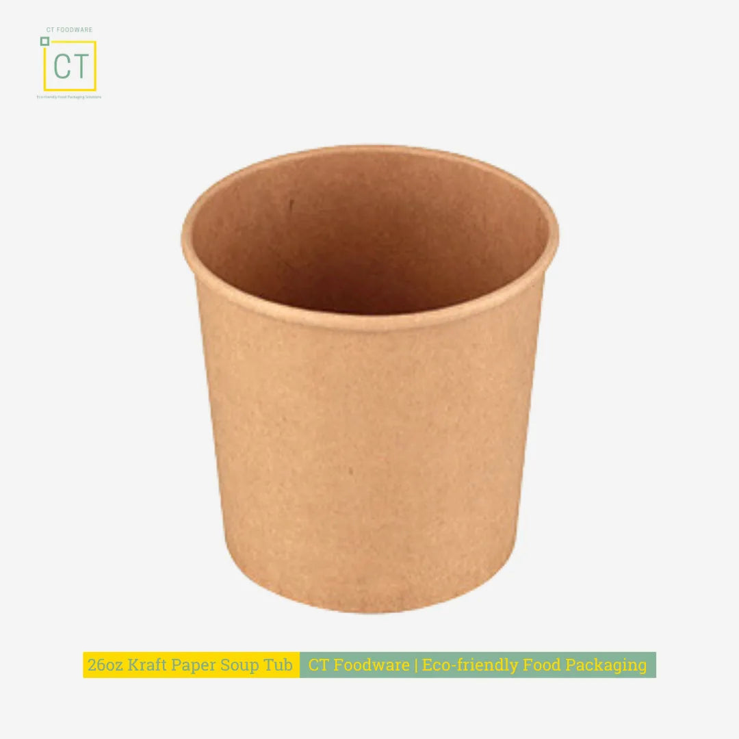 26oz Kraft Paper Soup Tub - Durable & Eco-friendly Soup Container - SG