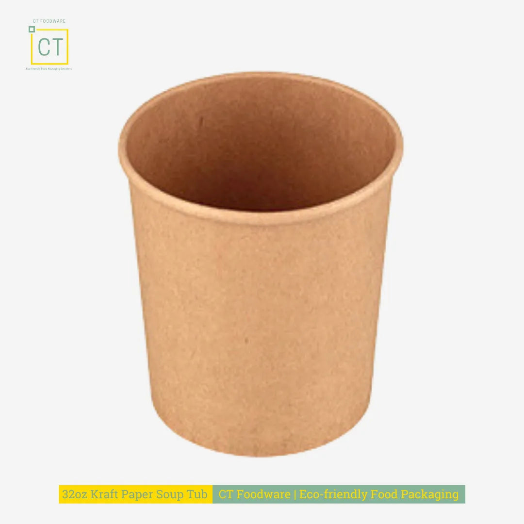 Eco-friendly Kraft Paper Soup Tub - 32oz | CT Foodware | Singapore