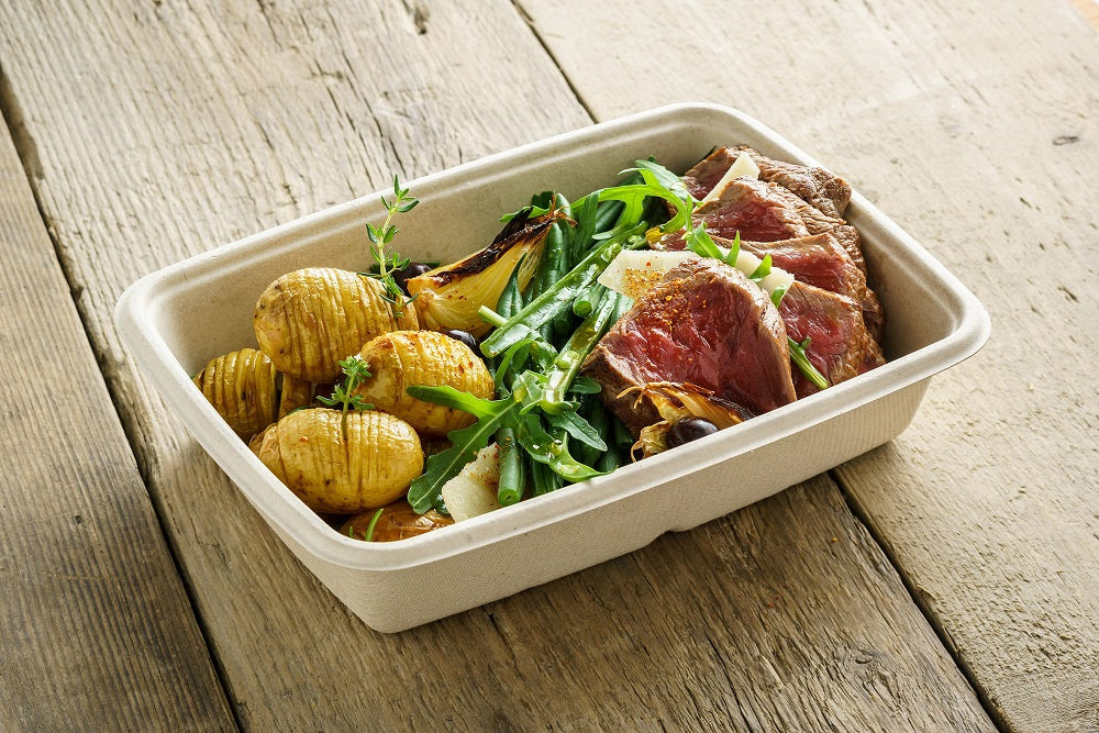 30oz Rectangular Bagasse Takeout Trays