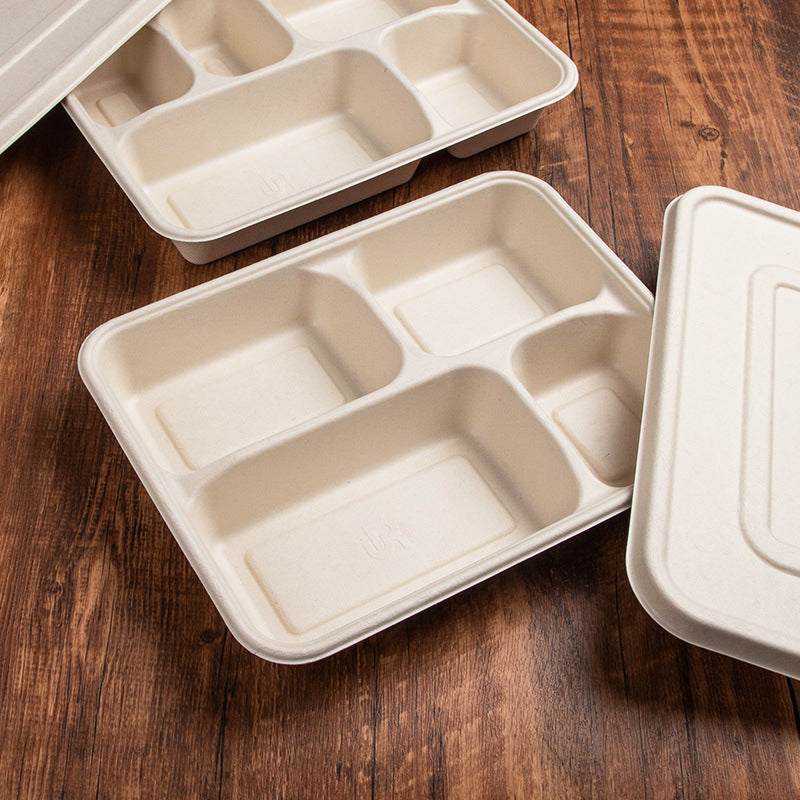 4-Compartment Bagasse Bento Trays