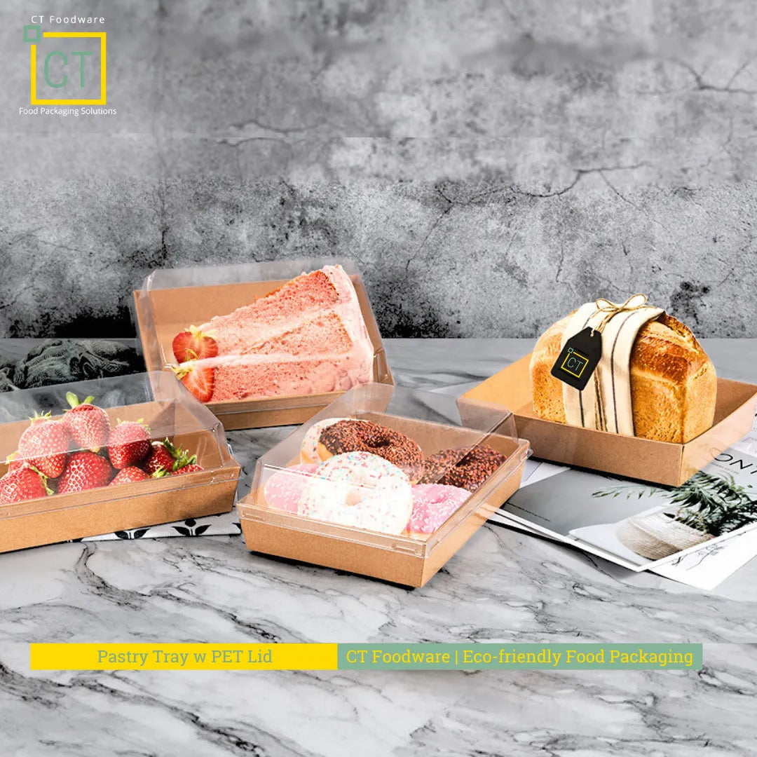 Pastry Tray w PET Lid | Eco friendly Food Packaging | CT Foodware - SG