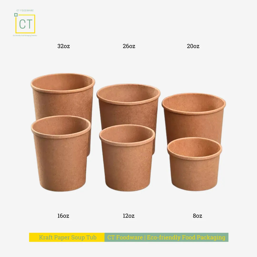 Kraft Paper Soup Tub Sizes | Takeaway Soup Container | CT Foodware