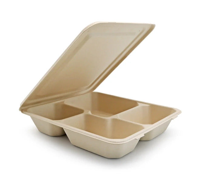 4-Compartment Bagasse Bento Trays