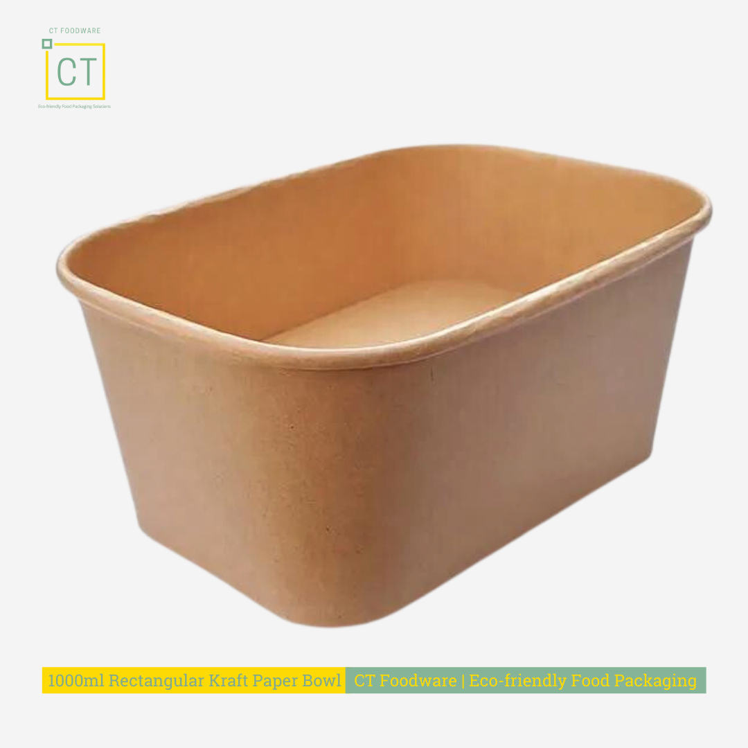 1000ml rectangular Kraft paper bowl - Trendy Takeaway Lunch Box