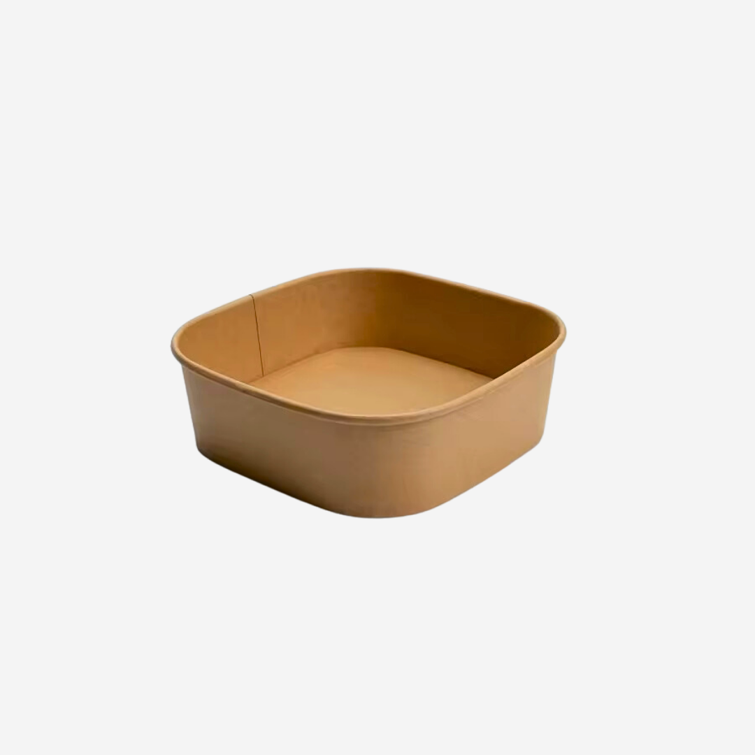 1000ml Square Kraft Paper Bowl | CT Foodware | Eco-friendly Food Packaging