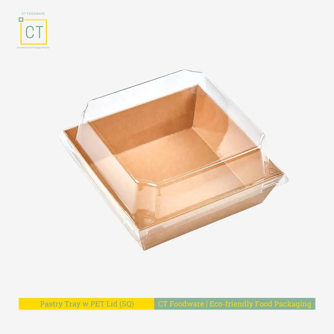 Pastry Tray w PET Lid | Eco friendly Food Packaging SG | CT Foodware