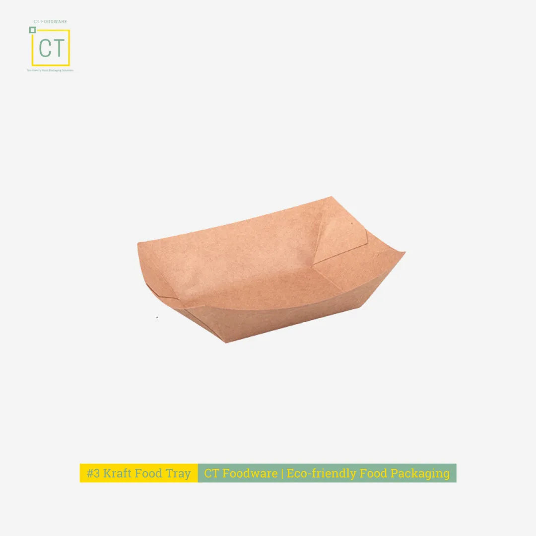 #3 Kraft Paper Food Tray | CT Foodware | Eco-friendly Disposable Food Packaging