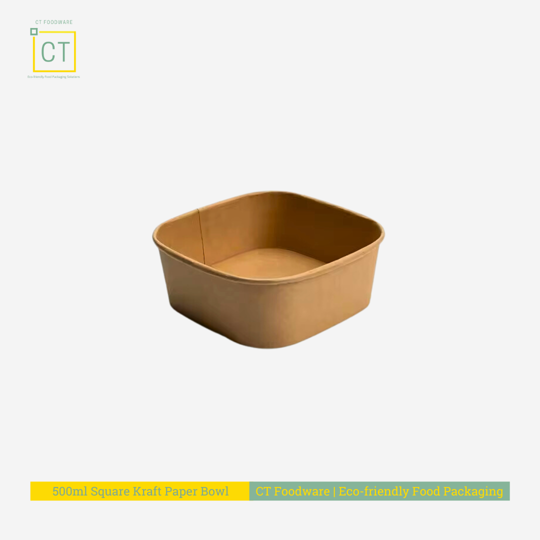 500ml Square Kraft Paper Bowl | CT Foodware