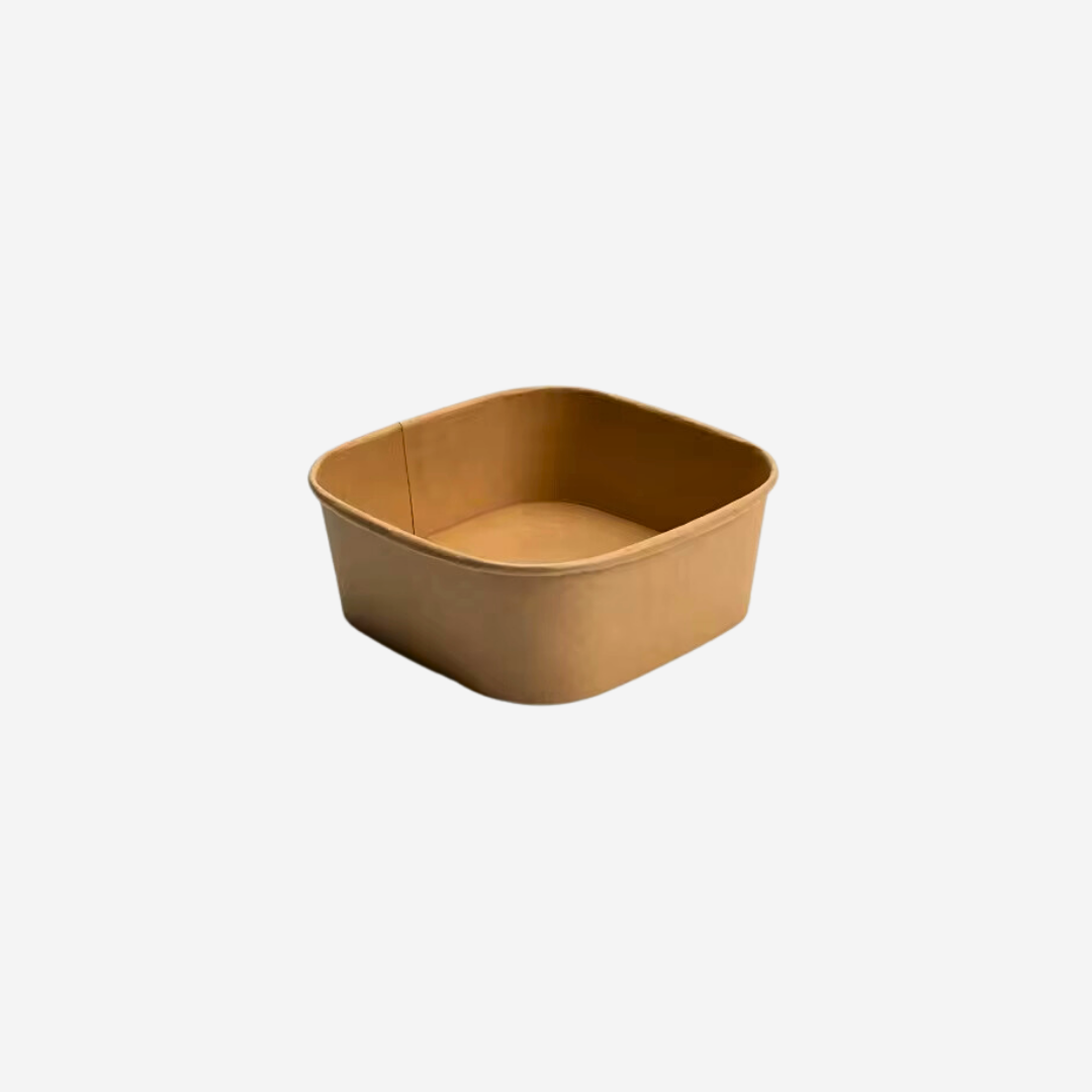 500ml Square Kraft Paper Bowl | CT Foodware | Singapore