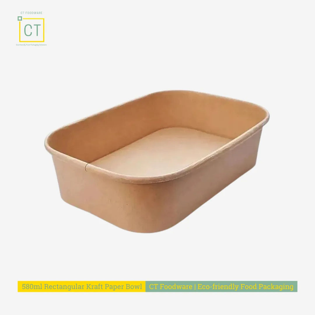 580ml rectangular Kraft paper bowl is the ultimate packaging option for all your food needs. Whether you are serving hot or cold meals, this eco-friendly bowl is perfect for any occasion and versatile for food delivery and takeout. This convenient packaging solution keeps your meals fresh, warm, and spill-free.