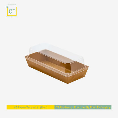 #5 Pastry Tray w PET Lid | Sustainable Paper Sushi Tray | CT Foodware