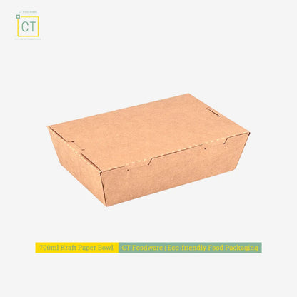 700ml Kraft Lunch Box | CT Foodware | Eco-friendly Food Packaging