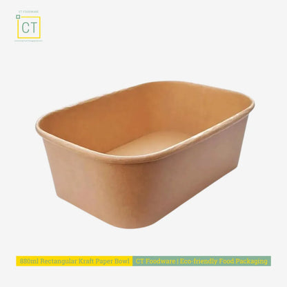 880ml rectangular Kraft paper bowl is a versatile packaging solution for all your food serving requirements. It is suitable for both hot and cold meals and is an eco-friendly option, perfect for soup and greasy food.