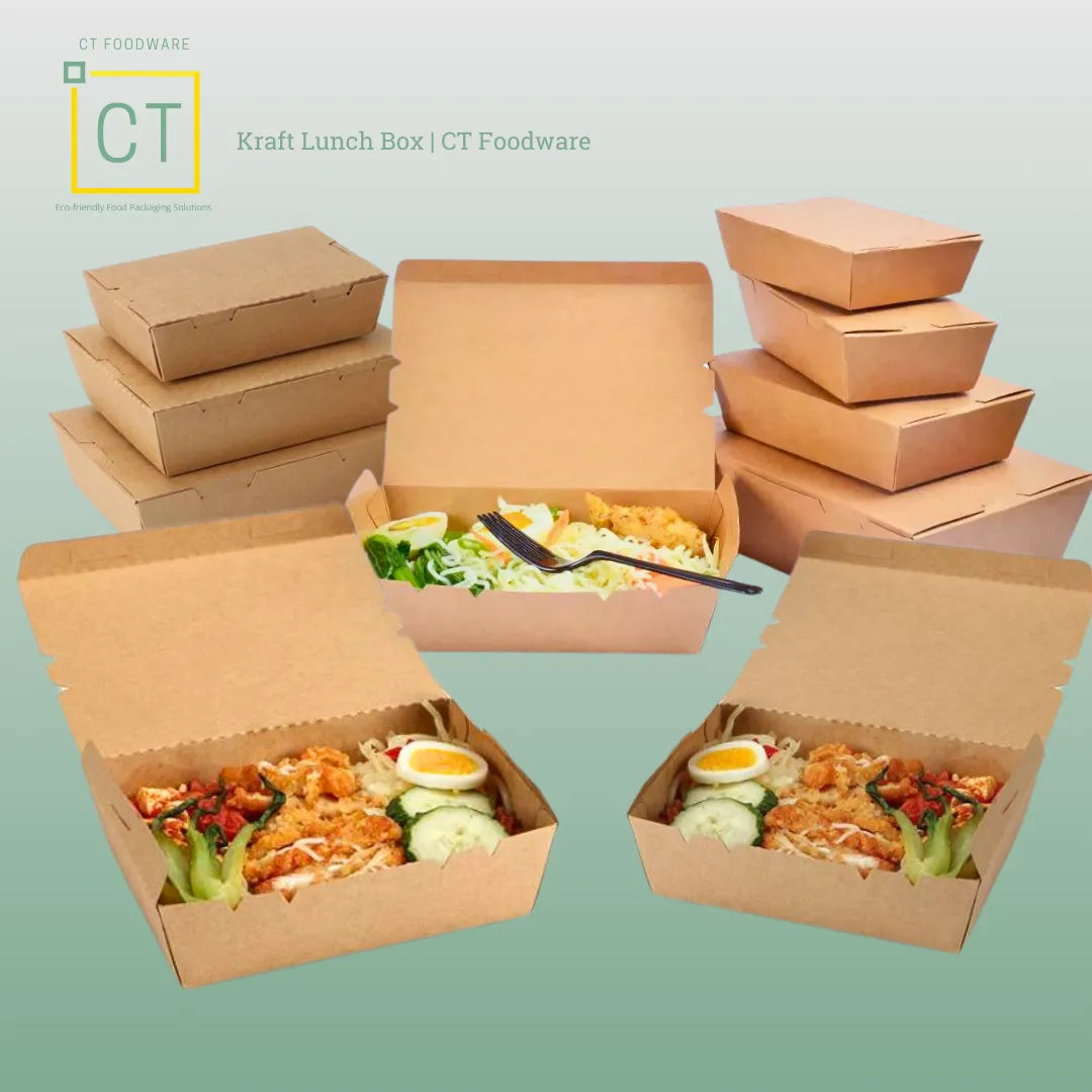 Kraft Lunch Box | CT Foodware | Sustainable Takeaway Food Packaging near Singapore