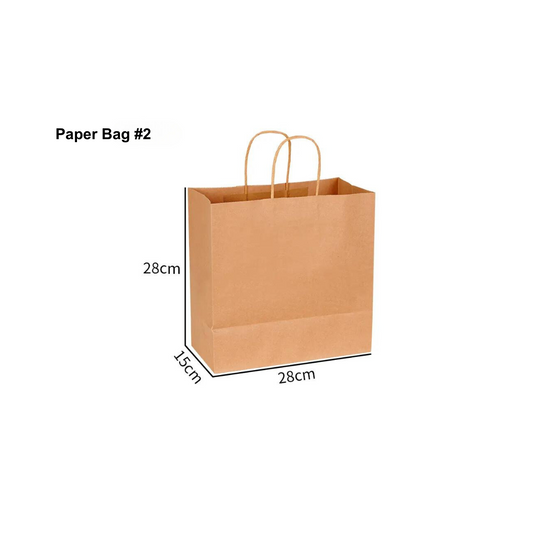 Kraft Paper Bag #2 w/ Twist Handle (Brown) These kraft paper bags are strong, sturdy, and can be stored easily. The paper bag made from high-quality paper with reinforced twist handles is ideal for food delivery services, restaurants, and cafes. CT Foodware kraft paper bags are recyclable, compostable, and reusable.