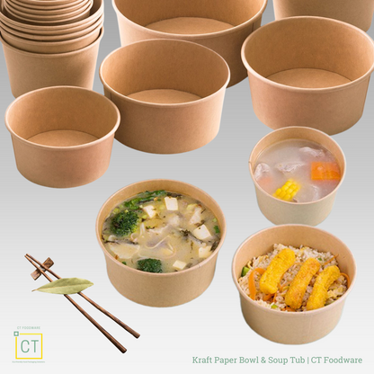 Durable Kraft Paper Bowl offers a convenient & sustainable solution for all your food service needs, suitable for both hot and cold meals. This Kraft Paper Bowl is perfect for soup, rice, noodle, and porridge.