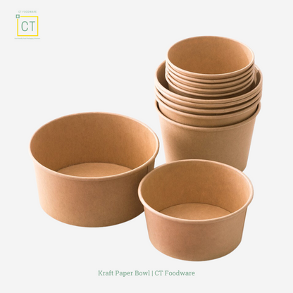 Kraft paper bowl is a versatile choice for serving hot and cold foods. They're perfect for serving soups, pasta, noodles, rice, salads, and yogurt. They can be matched with lids and are offered in brown kraft paper.