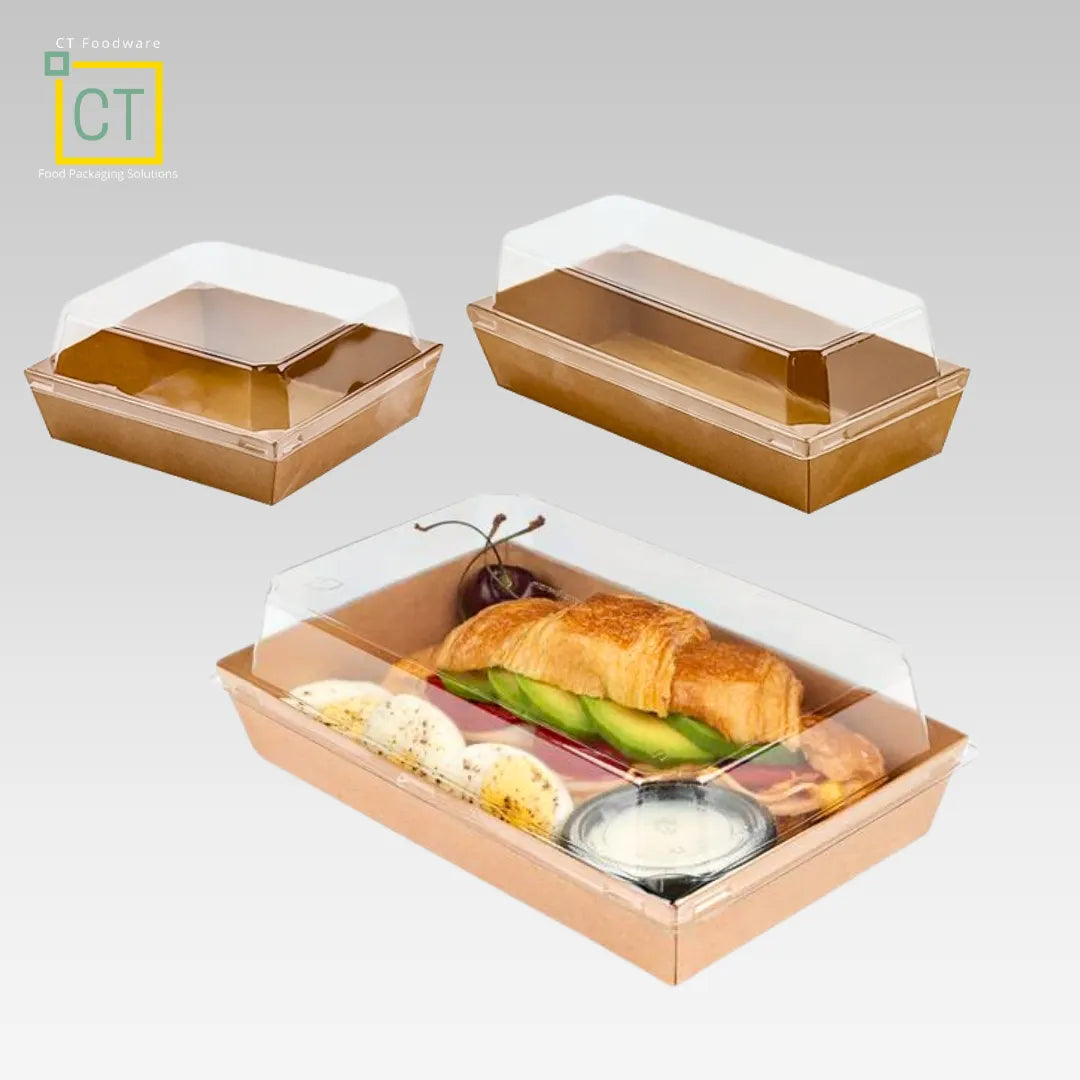 Paper Food Tray w PET Lid | Eco friendly Food Packaging | CT Foodware - SG