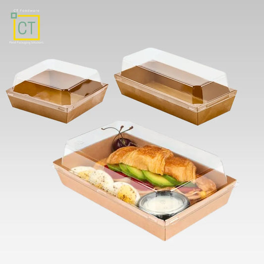 Paper Food Tray w PET Lid | Eco friendly Food Packaging | CT Foodware - SG