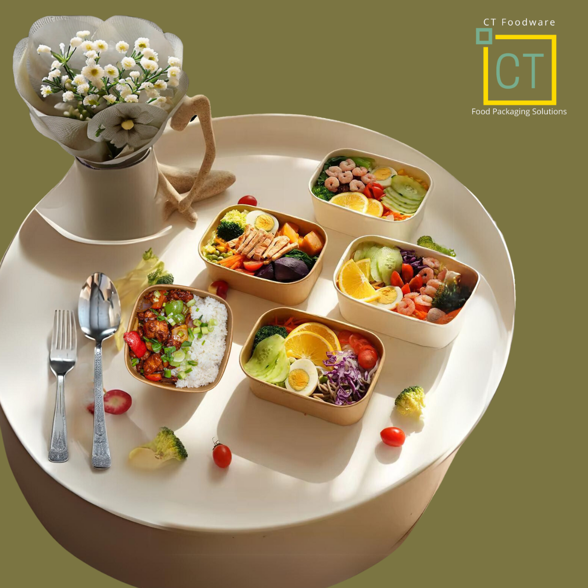 Kraft Paper Rctangular Bowls | CT Foodware