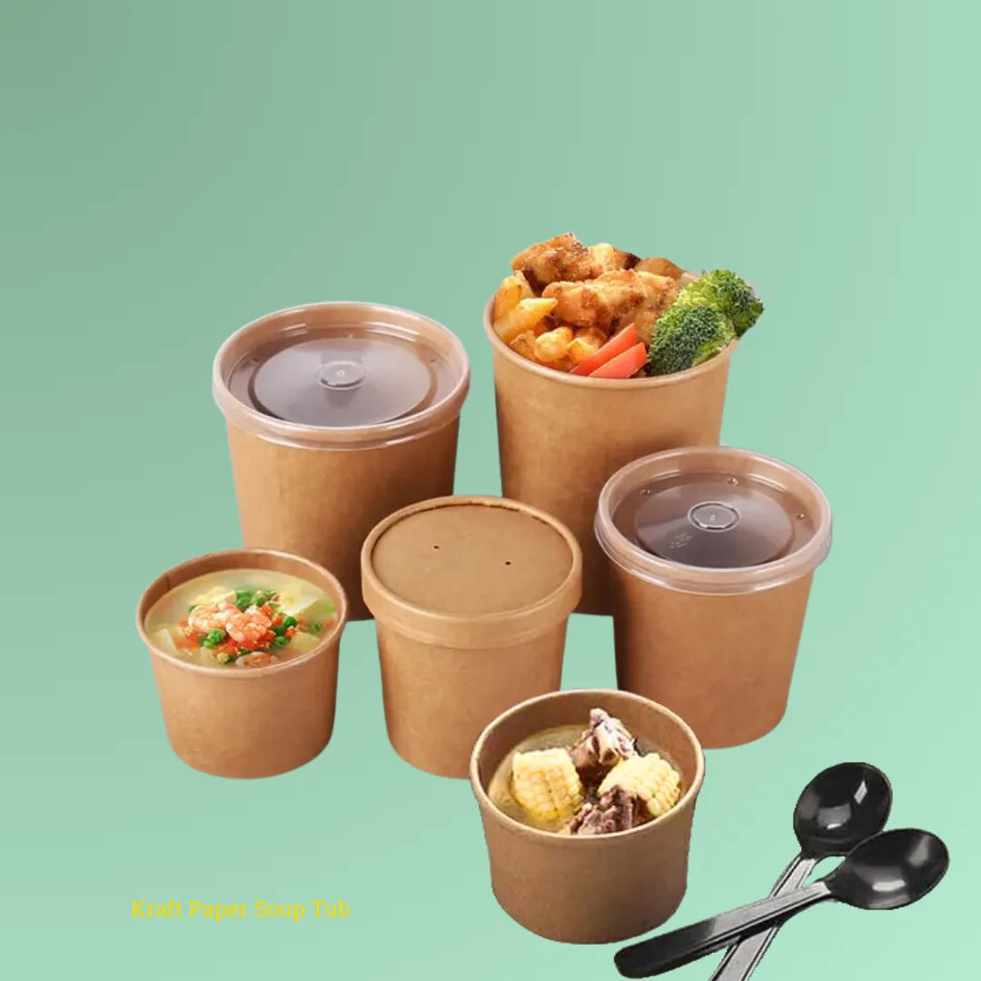 Kraft Paper Soup Tub w/ Lid | CT Foodware | Food Packaging