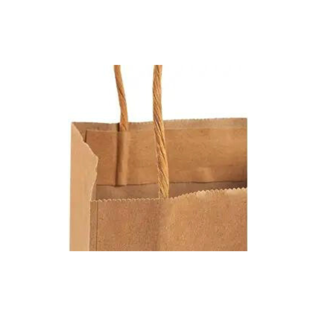 Kraft Paper Bag w/ Twist Handle (Brown) These kraft paper bags are strong, sturdy, and can be stored easily. The paper bag made from high-quality paper with reinforced twist handles is ideal for food delivery services, restaurants, and cafes. CT Foodware kraft paper bags are recyclable, compostable, and reusable. This is perfect for food delivery, takeaway and grocery. 