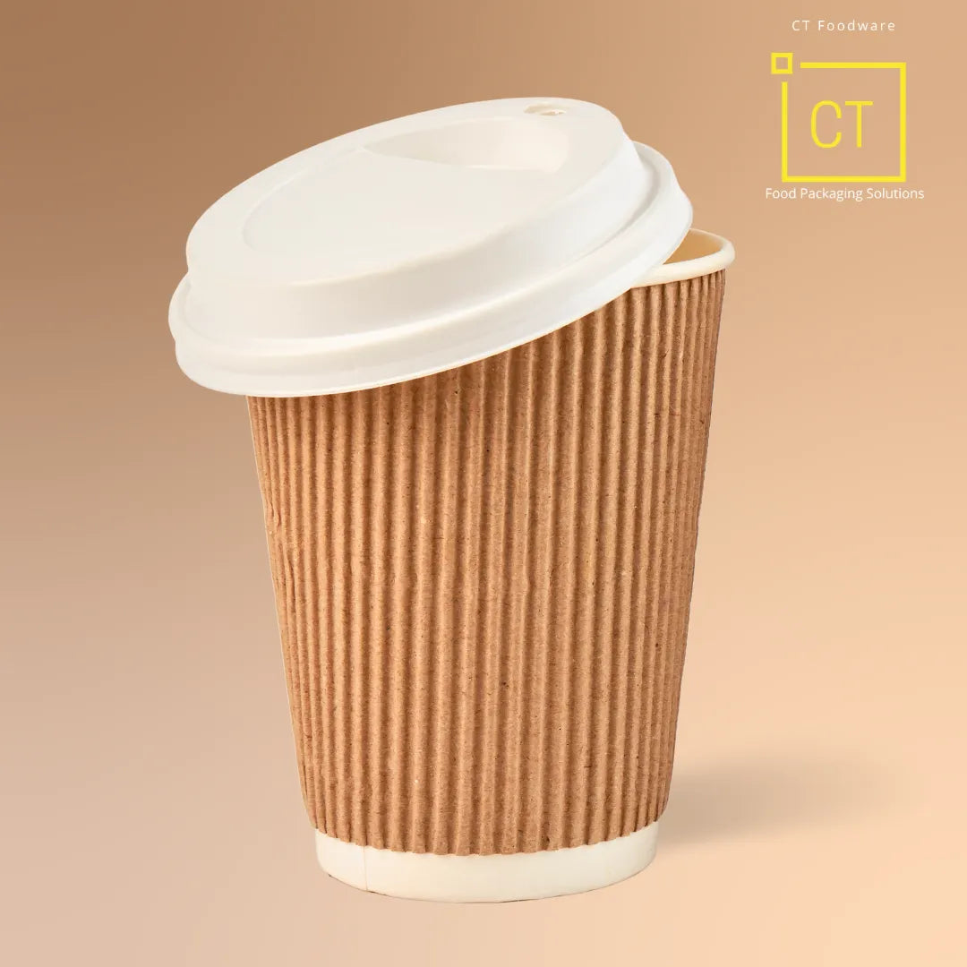 Paper Cup -  8oz Ripple Wall (Brown) - CT Foodware