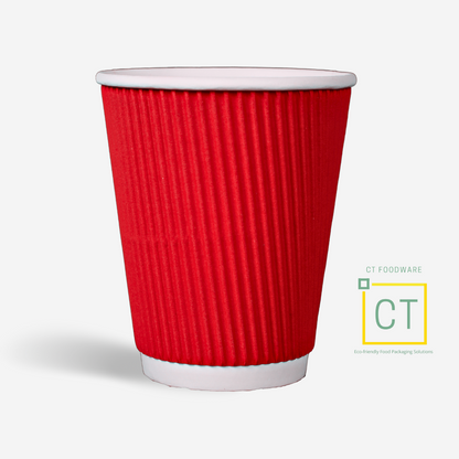 Paper Cup Ripple wall 8oz (Red) | CT Foodware