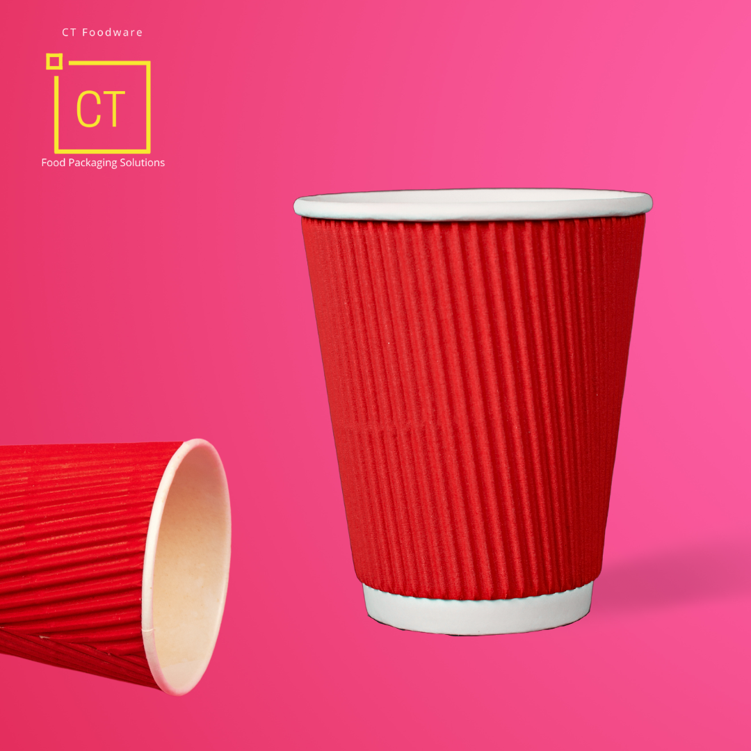 8oz Ripple Wall Paper Cup (Red) | CT Foodware