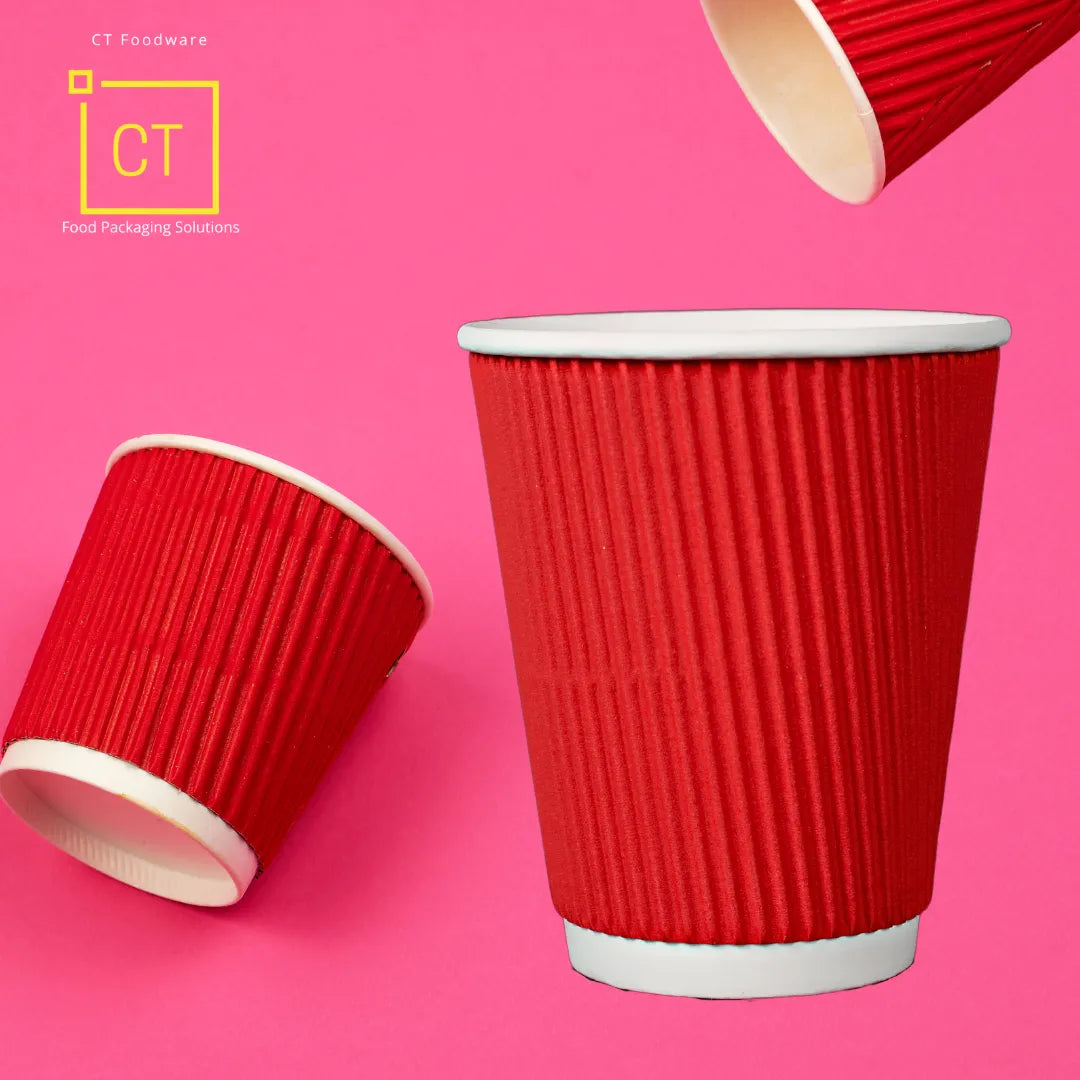 8oz Ripple Wall Paper Cup (Red) | CT Foodware