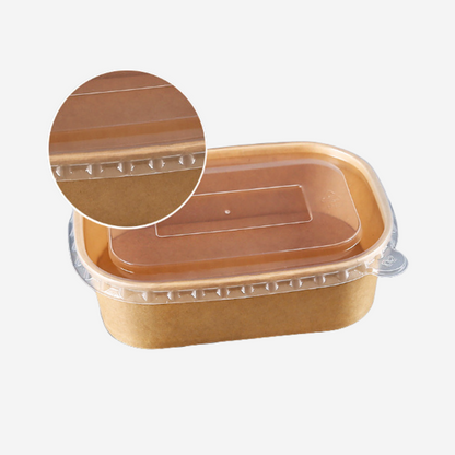 Rectangular Bowl Lid fit tightly for the rectangular kraft  paper bowl - CT Foodware