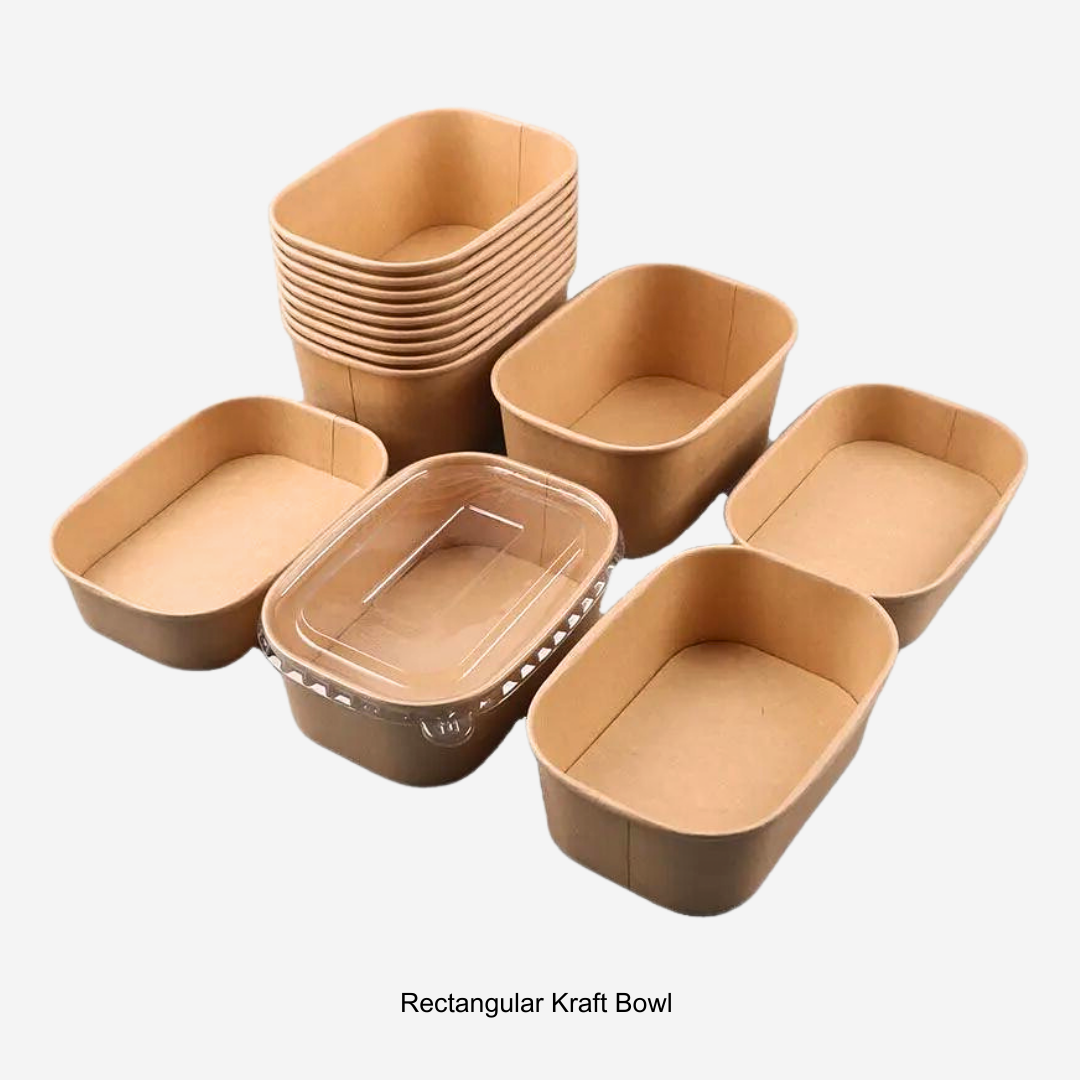 Rectangular Kraft paper bowl is a versatile packaging solution for all your food serving requirements. It is suitable for both hot and cold meals and is an eco-friendly option, perfect for soup and greasy food. 