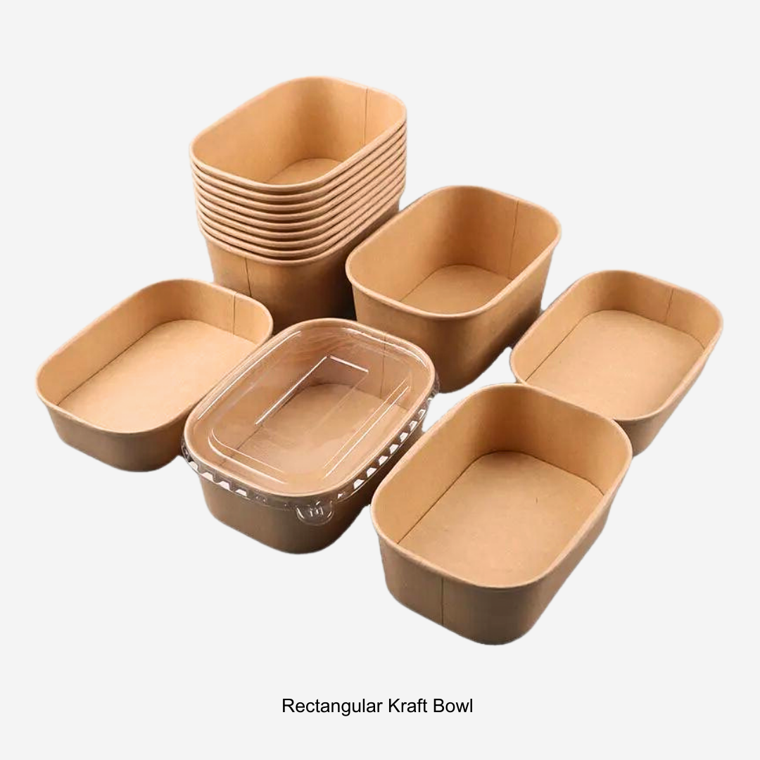 Rectangular Kraft paper bowl is a versatile packaging solution for all your food serving requirements. 