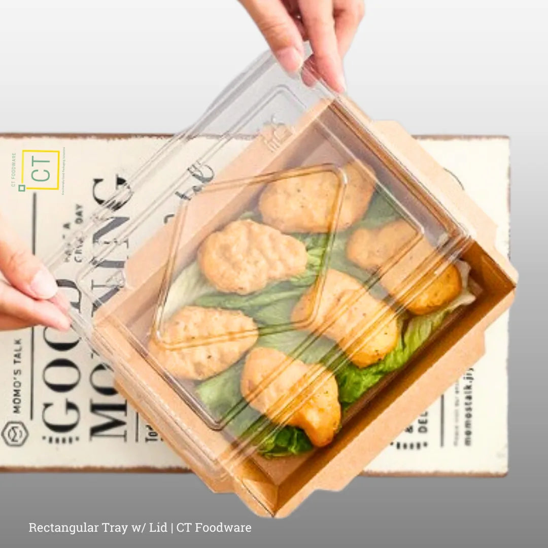 Rectangular Tray with Lid | CT Foodware | Eco-friendly Food Packaging