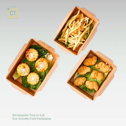 Rectangular Tray with Lid | CT Foodware | Eco-friendly Food Packaging
