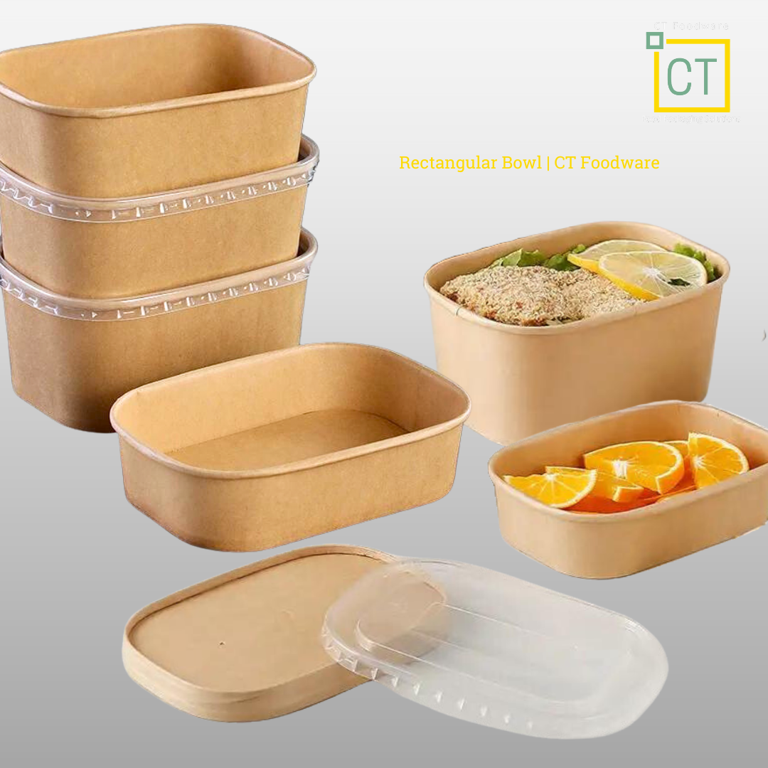 Rectangular Kraft Bowl | Eco-friendly Disposable Paper Bowls | CT Fodware