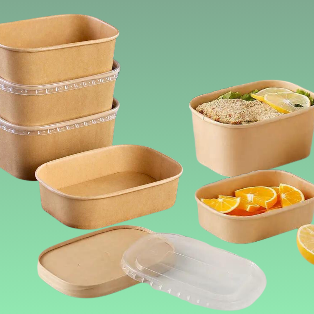 Paper Soup Bowl with Lid Kraft PP 33Oz/1000ml (100 Units)