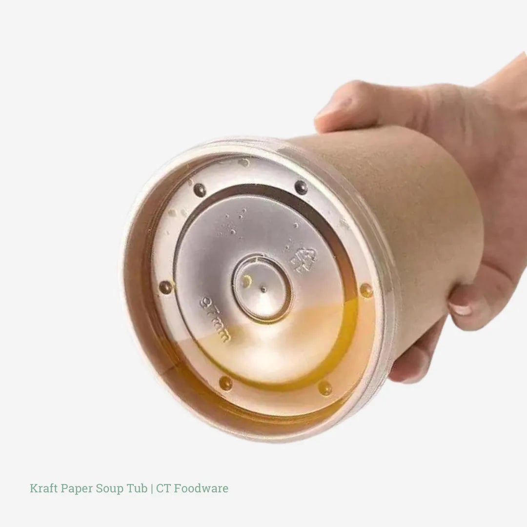 Kraft Paper Soup Tub w/ Lid | CT Foodware | Food Packaging 