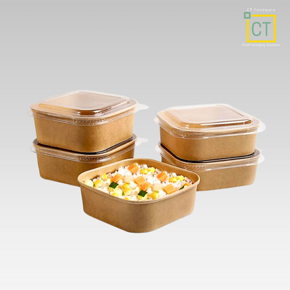 Square Kraft Paper Bowl | CT Foodware | Eco-friendly Food Packaging